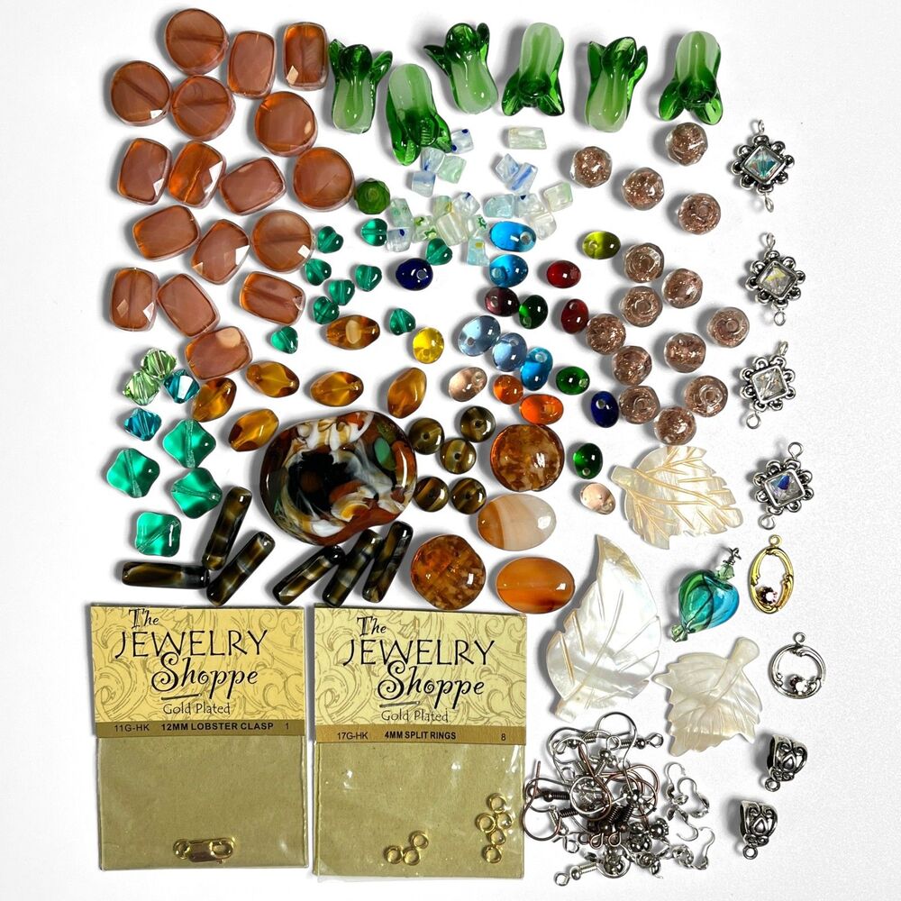 VTG - Now Lot Beads Stone Art Glass Lampwork Variety Colorful Collection Craft